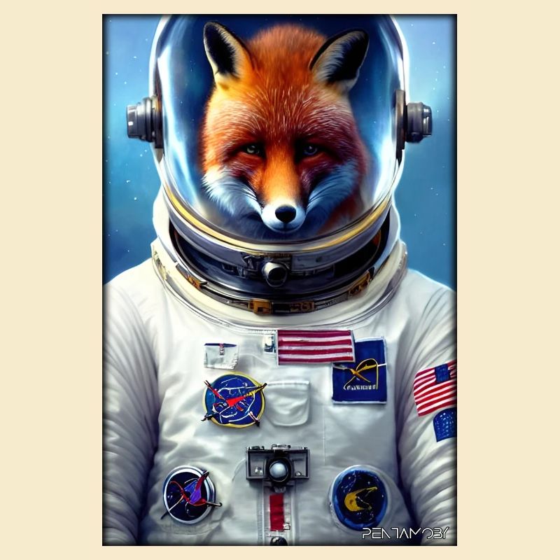Fox Wildlife Astronaut Future Sci-Fi Technology