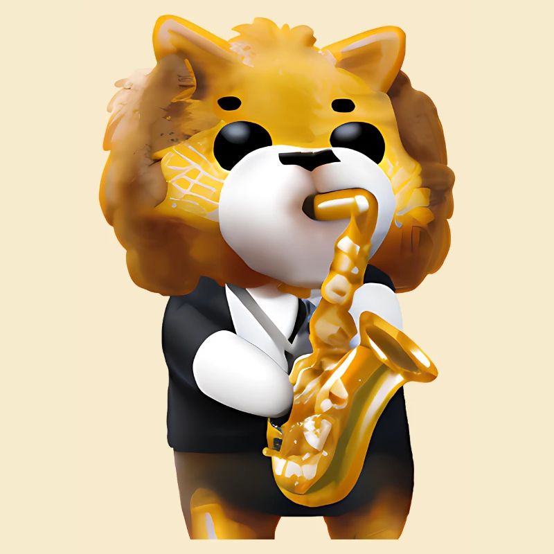 Lion with saxophone