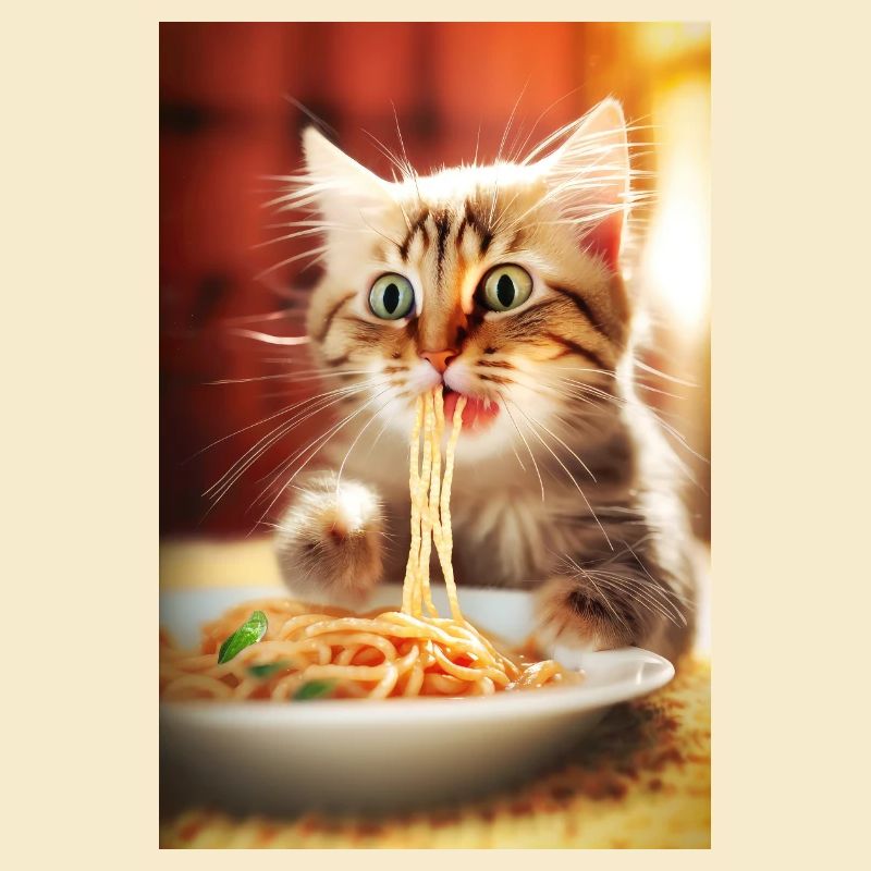 Funny cat spaghetti