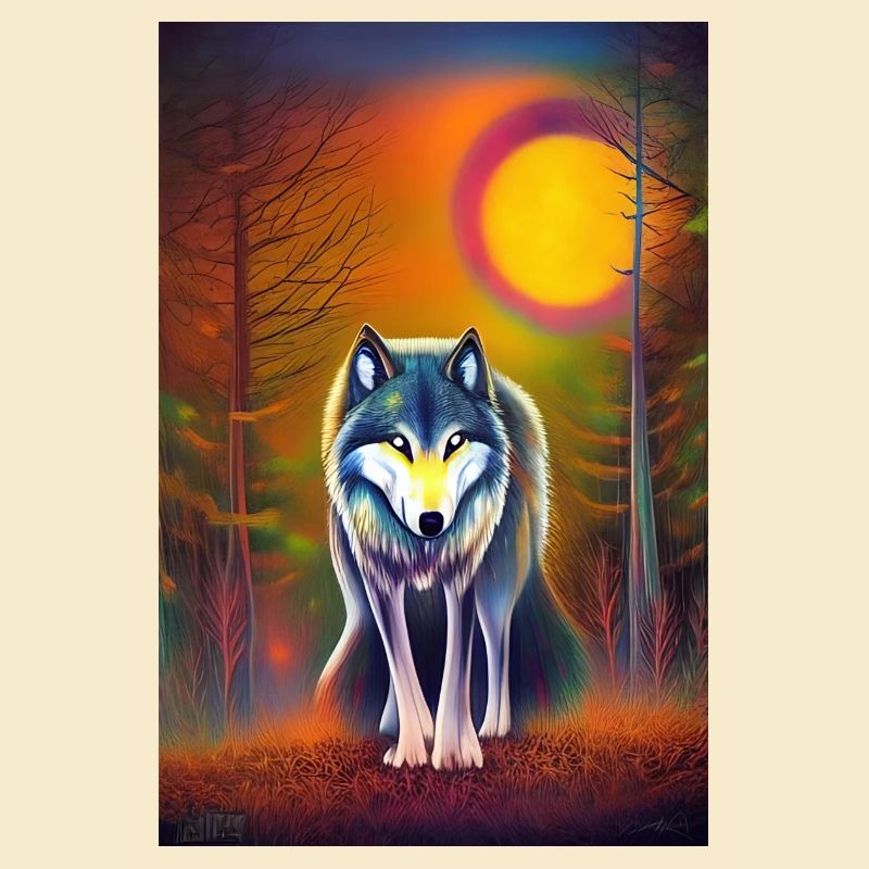 Wolf und Mond