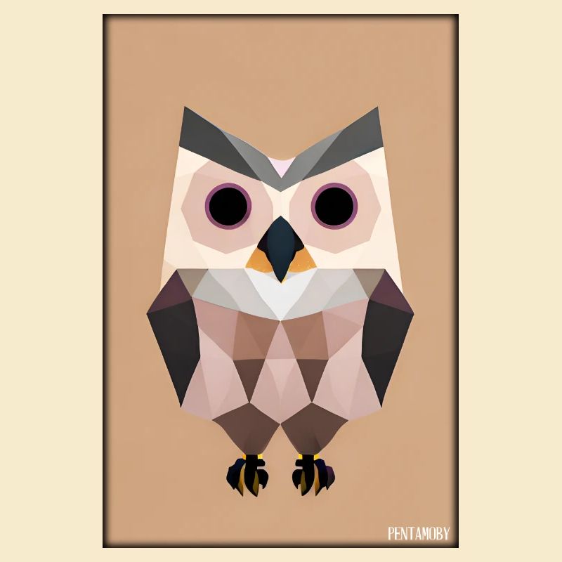 Owl Angry Polygon Forest Animal Wilderness Bird Night