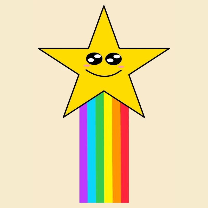 Kawaii Stern mit Regenbogen