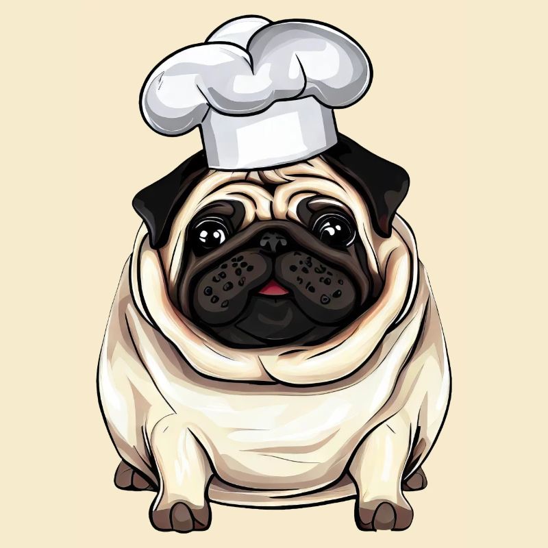 Carlin de cuisine, conception créative de chien