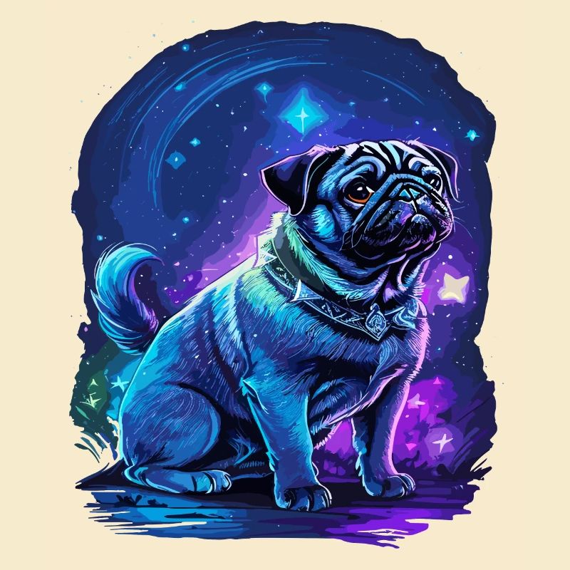 Mops Hund in Neonfarben