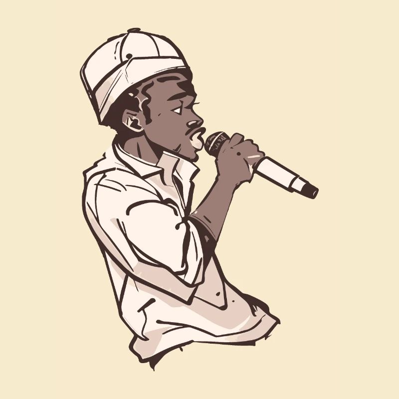 Rapper hält ein Mikrofon