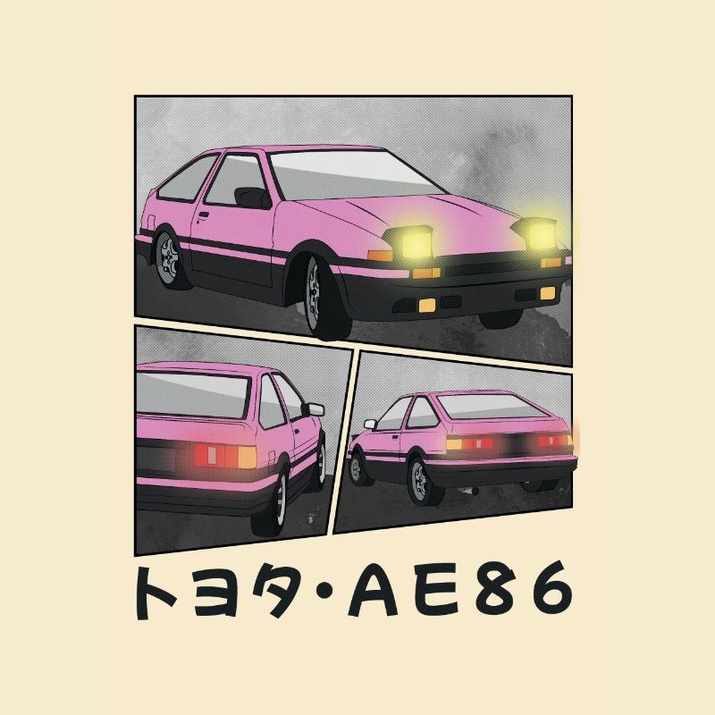 POP PINK CAR COMIC / POP UP HEADLIGHTS HATCHBACK