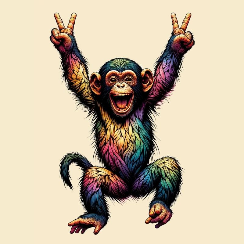 Rainbow Monkey Drapeau arc-en-ciel Rainbowcore