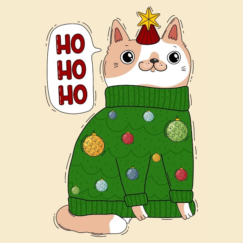 Katze im Weihnachtspullover