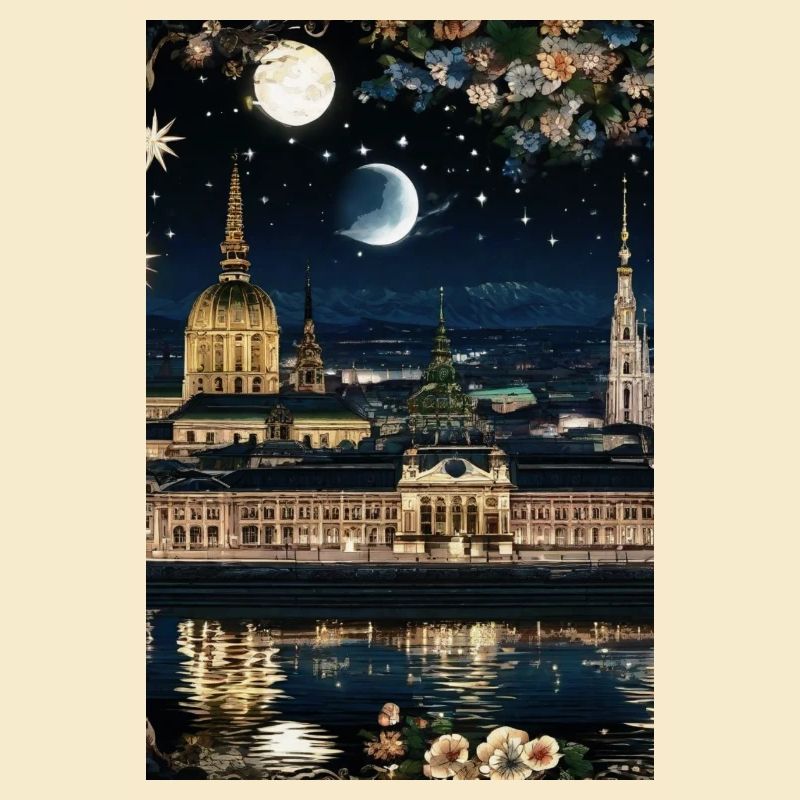 Wien,Wien bei Nacht,skyline, Sterne, Comic