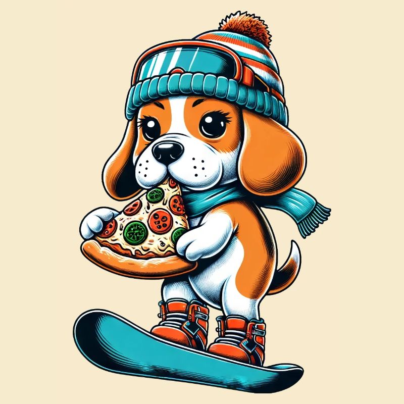 Beagle Snowboarder: Pizza-Abfahrt