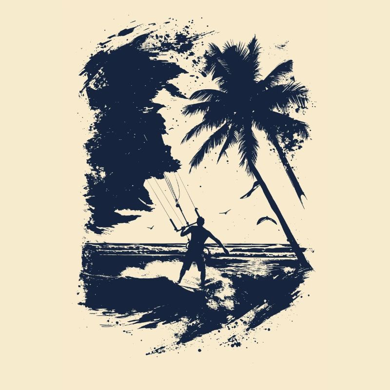 Kiteboarder in blauem Print