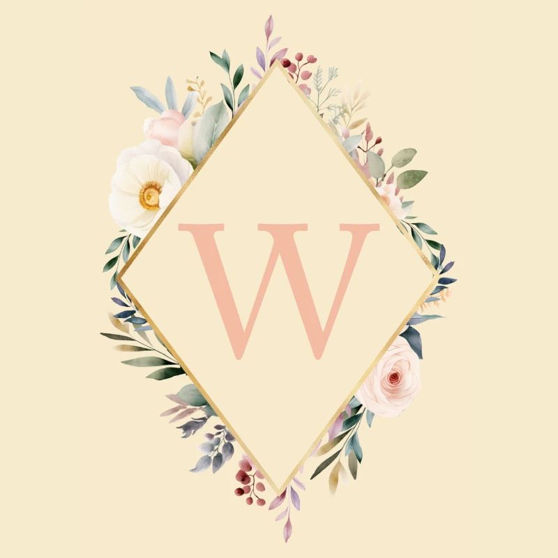 W monogramme, Floral, Boho