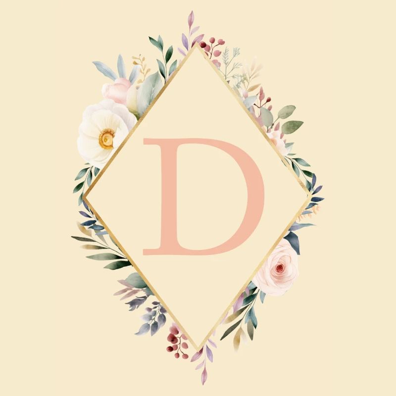 D Monogramm , Floral, Boho