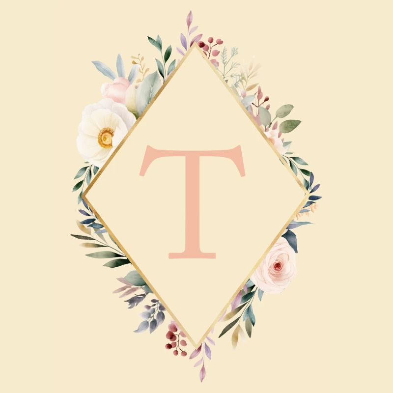 T Monogramm , Floral, Boho