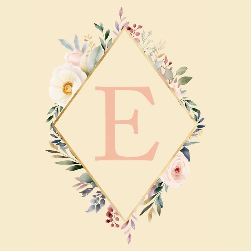 E Monogramm , Floral, Boho