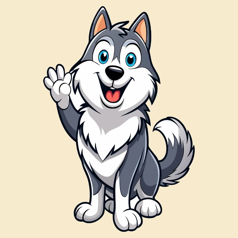 Friendly Malamute Wagging Tail