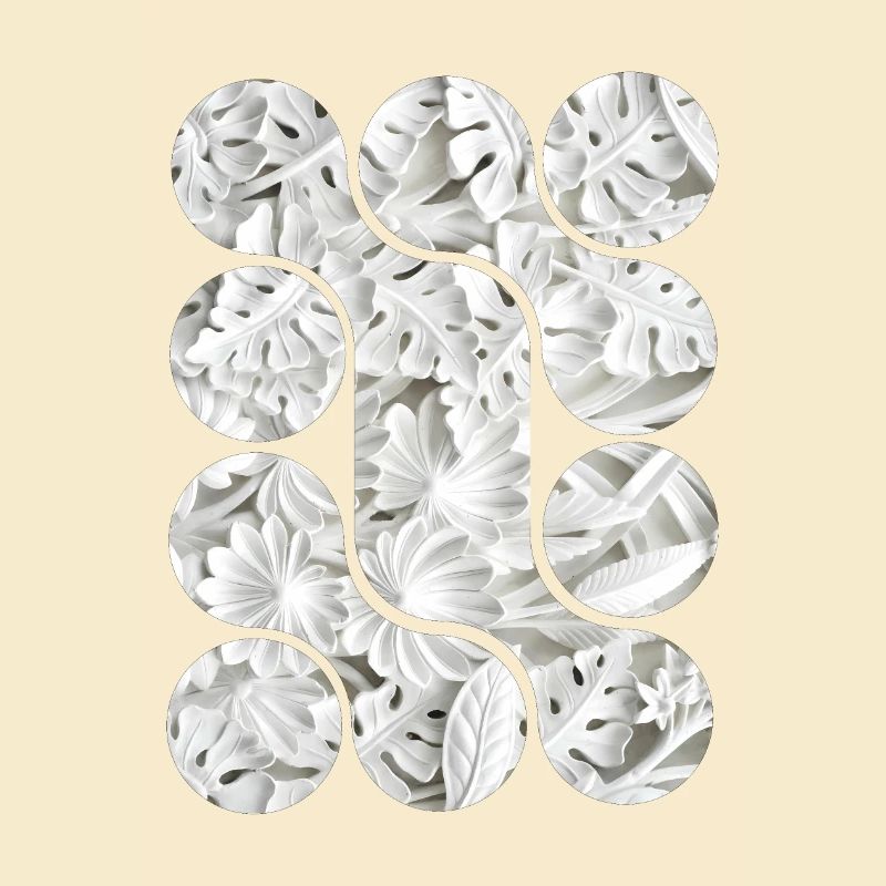Abstract White Leaf Patterns