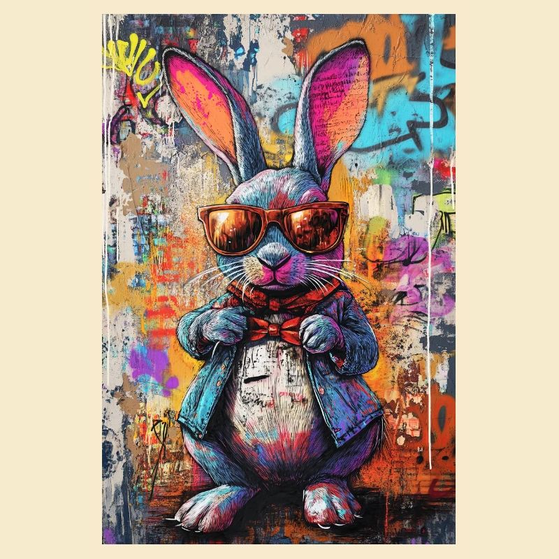 Bunter Graffiti Hase Sonnenbrille