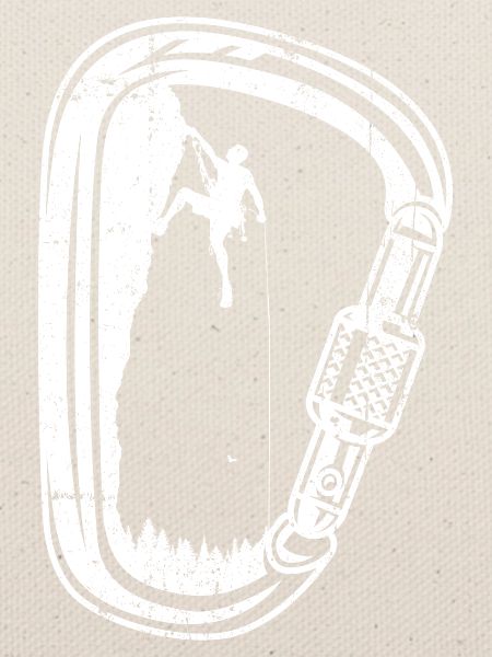 Kletterer-Silhouette im Karabiner