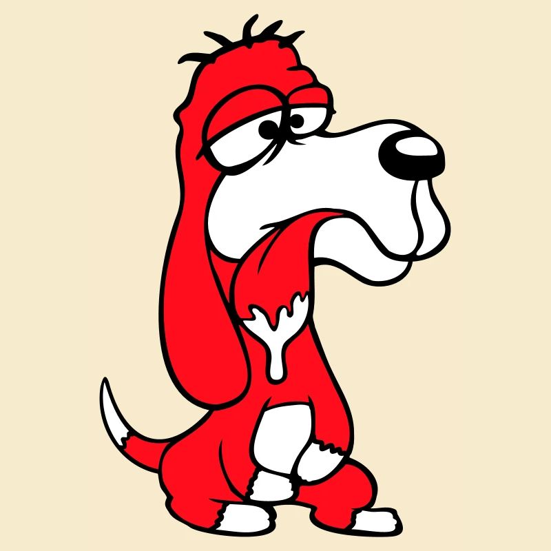 Dog Sitting Drooling Spit Tongue Funny Silly Comic