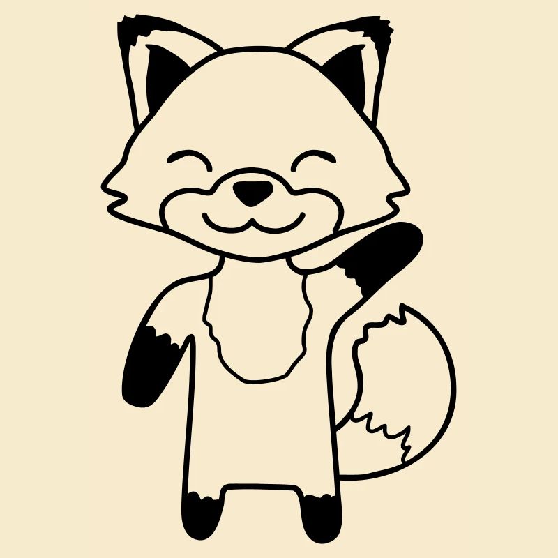 Fox waving friendly hand hello greeting cute