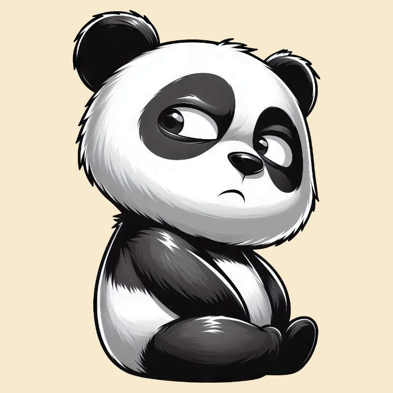 Sceptique Panda Dessin animé Mignon Doute