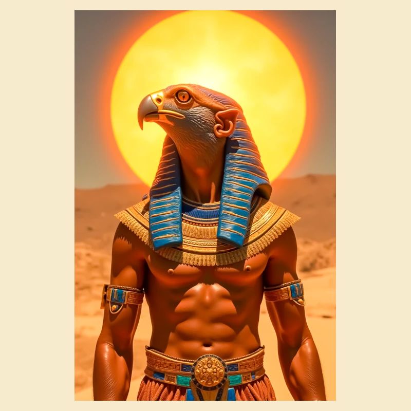 Ra, falcon-headed sun god with a glowing solar