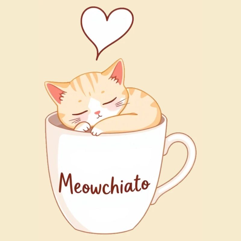 Chat Meowchiato - Conception☕🐱 de chat de café mignon