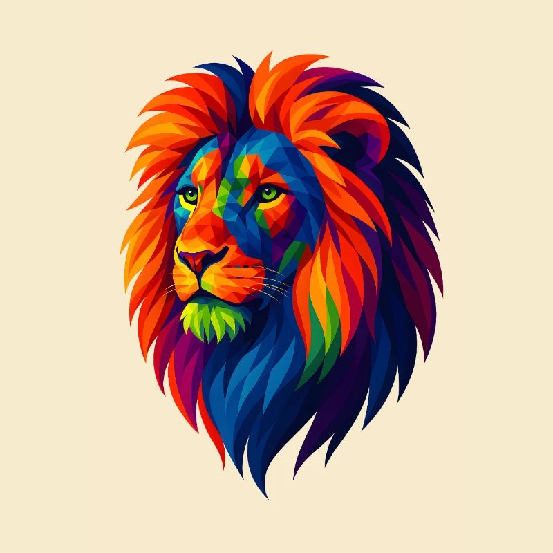 WPAP Polygon Style Animals - Lion Portrait