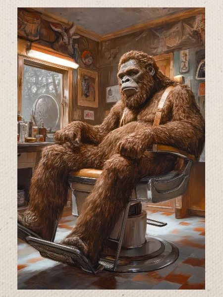 Sasquatch im Barber Shop