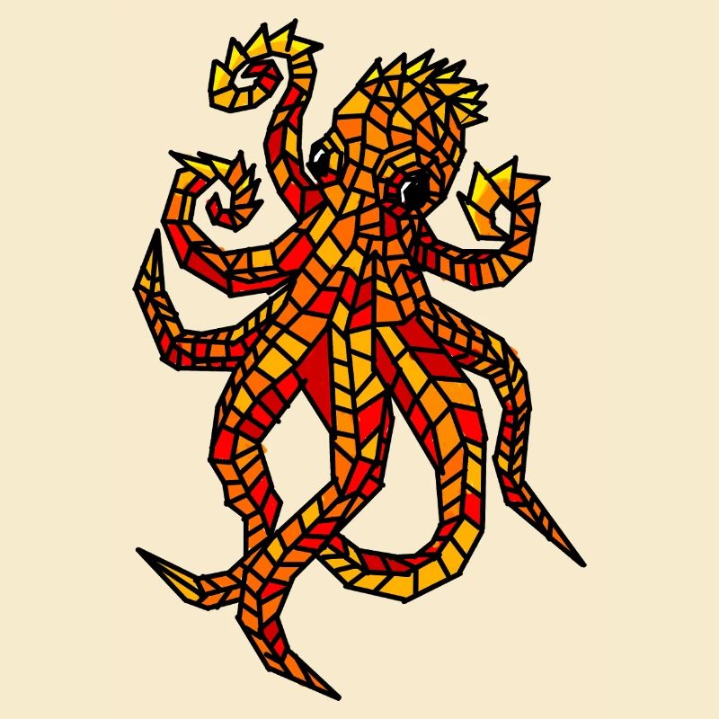 Feuriges Mosaik-Oktopus-Design