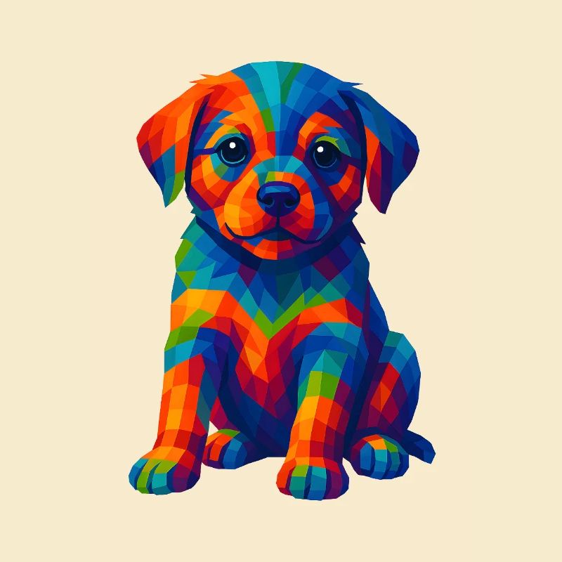 WPAP Polygon Style Animaux - Portrait de chiot de chien