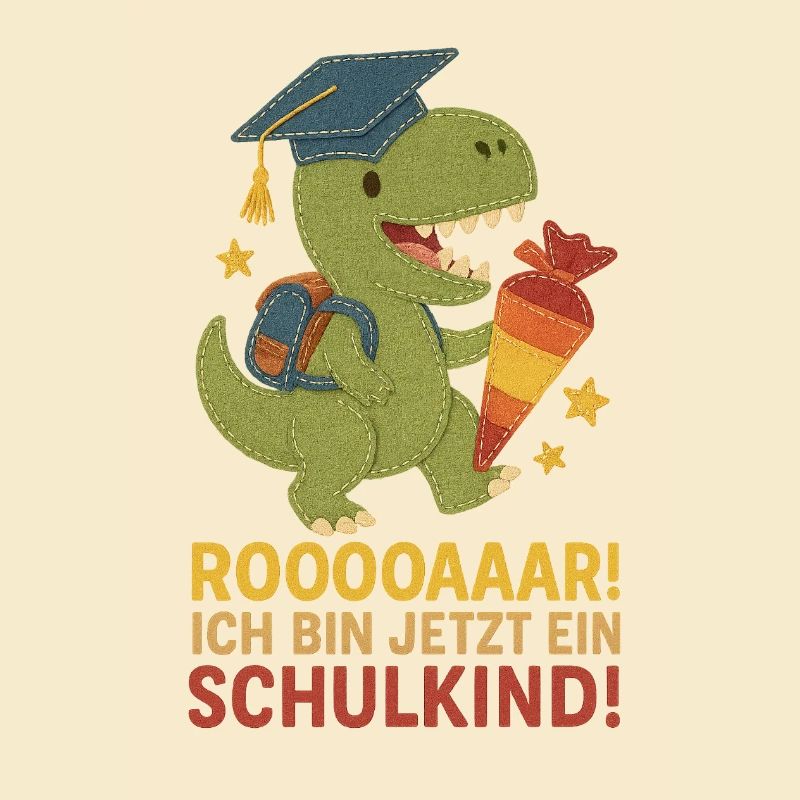 Dino Schulkind T-Rex | Einschulung Filz Stoff Look