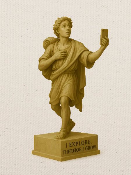 Moderne Skulptur mit Smartphone-Motiv