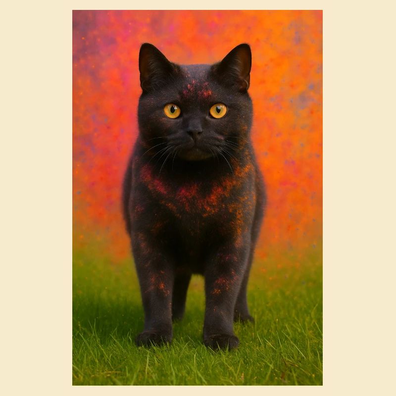 Chat de nuit avec explosion de couleurs en arrière-plan