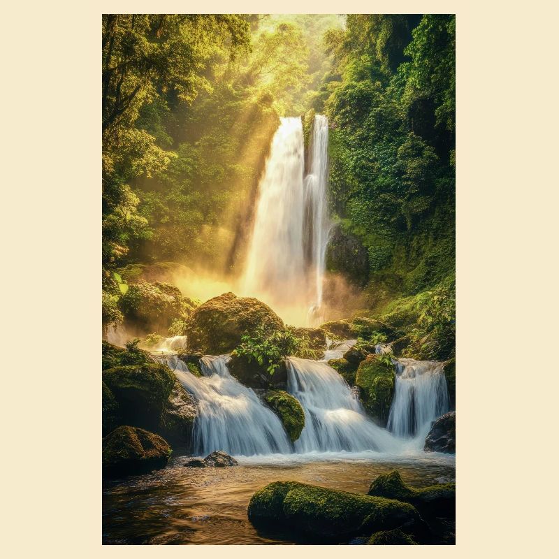 Lever du soleil sur une cascade cachée
