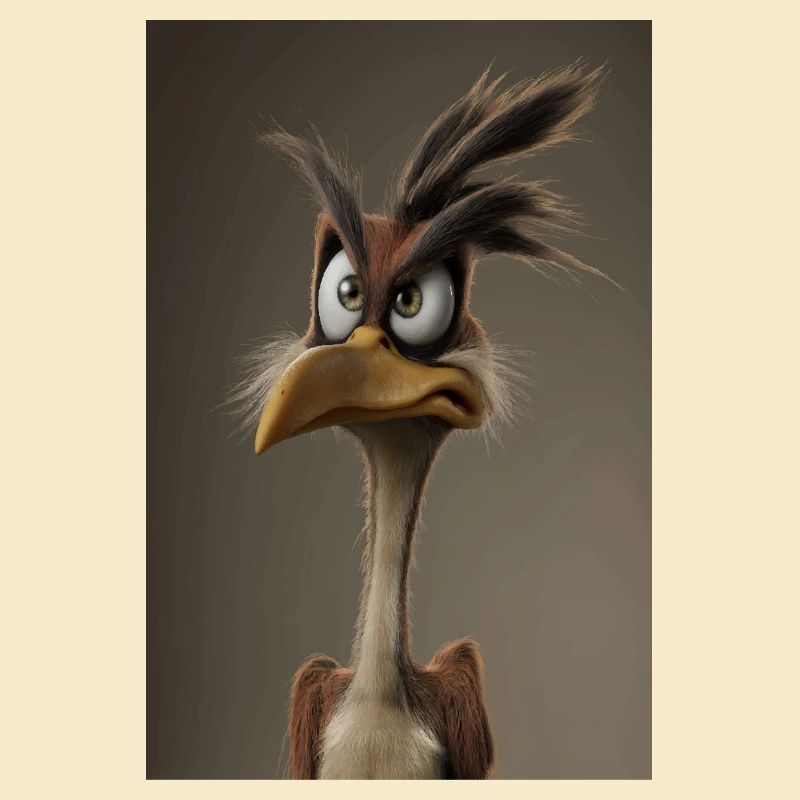 Grumpy Cartoon Bird