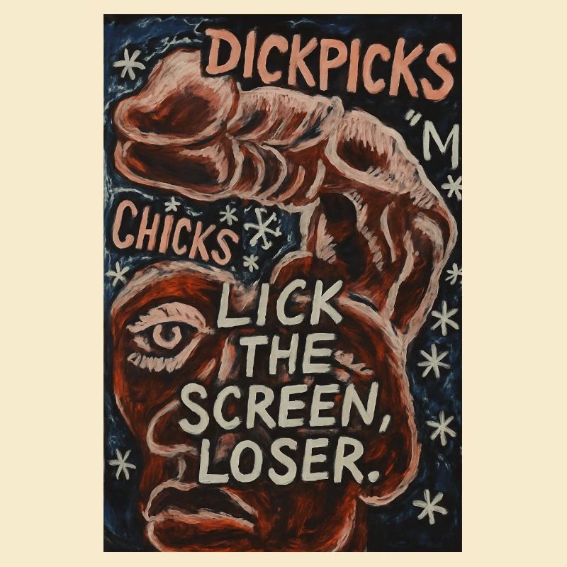 Provocative artistic graphics with witty text