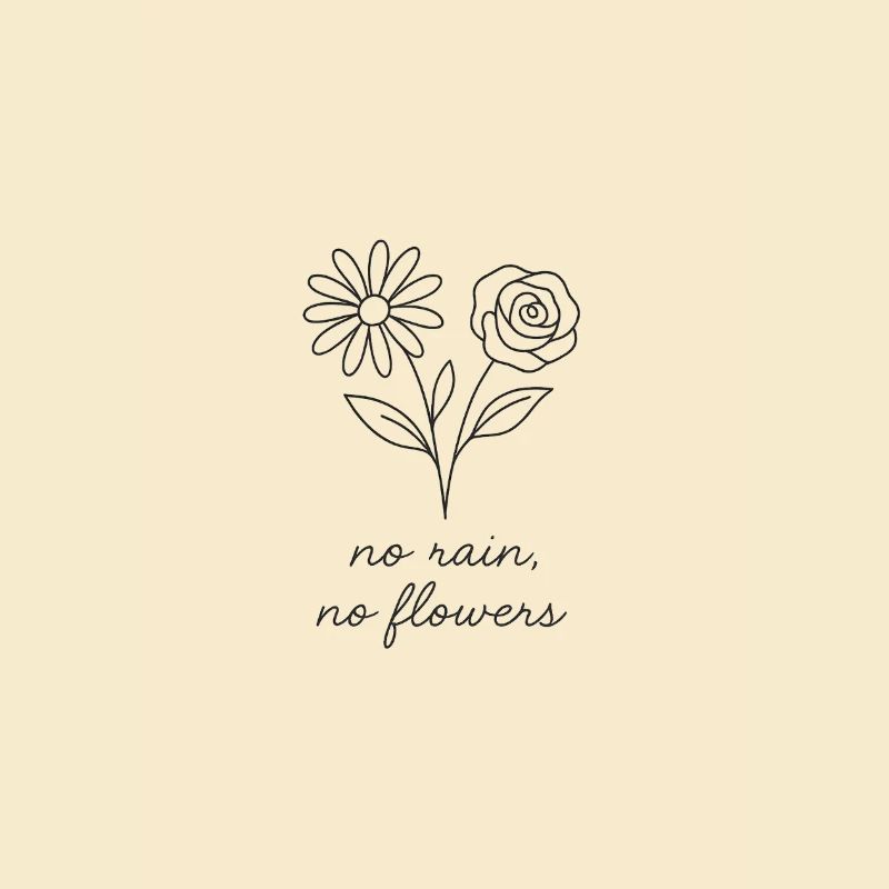 Pas de pluie, pas de fleurs - Dessin à la main, minimalisme