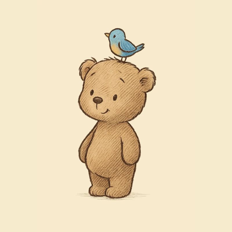 Cute bear with bird accent