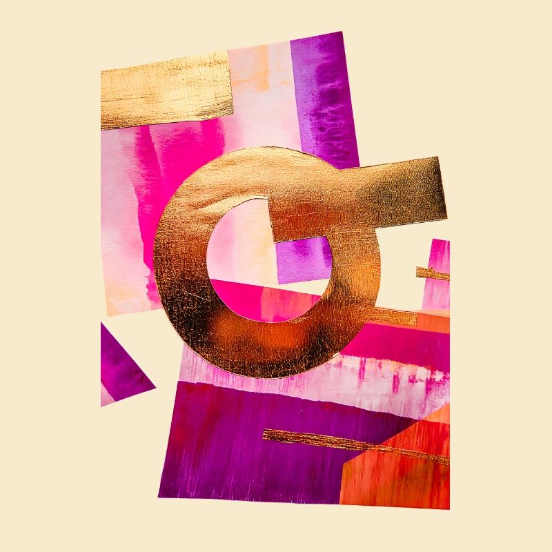 Design abstrait avec doré, rose et violet