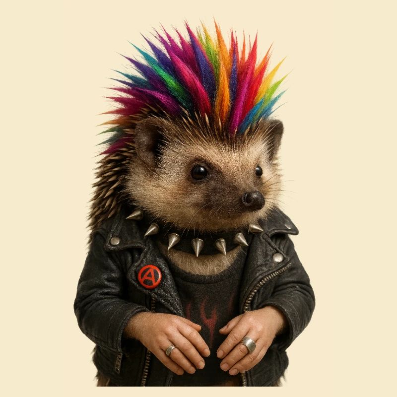 Hérisson punk coloré avec un flair élégant