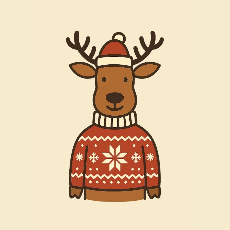 Lustiges Rentier im Norweger-Pullover