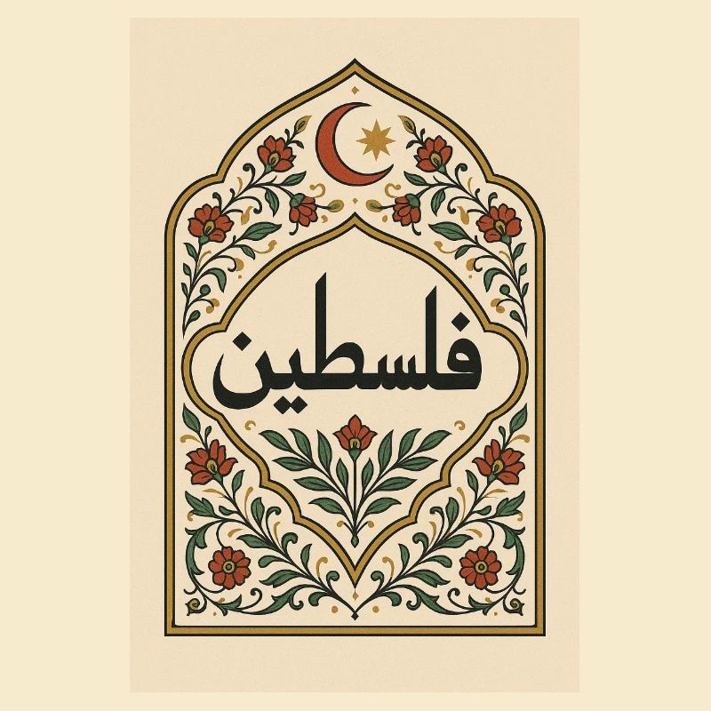 Palestinian Calligraphy with Floral Pattern