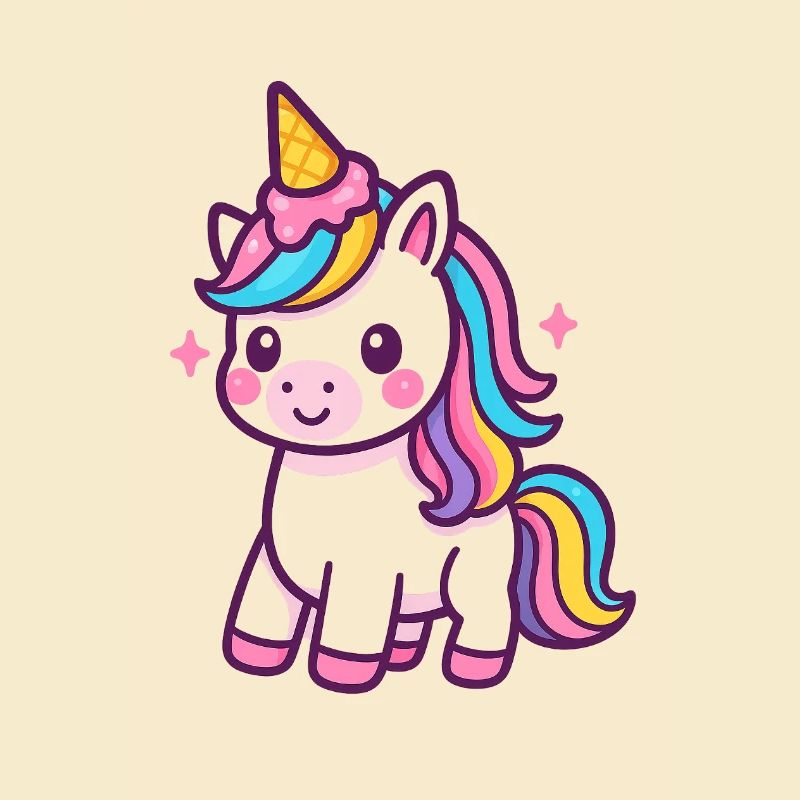 Buntes Einhorn mit Regenbogenmähne
