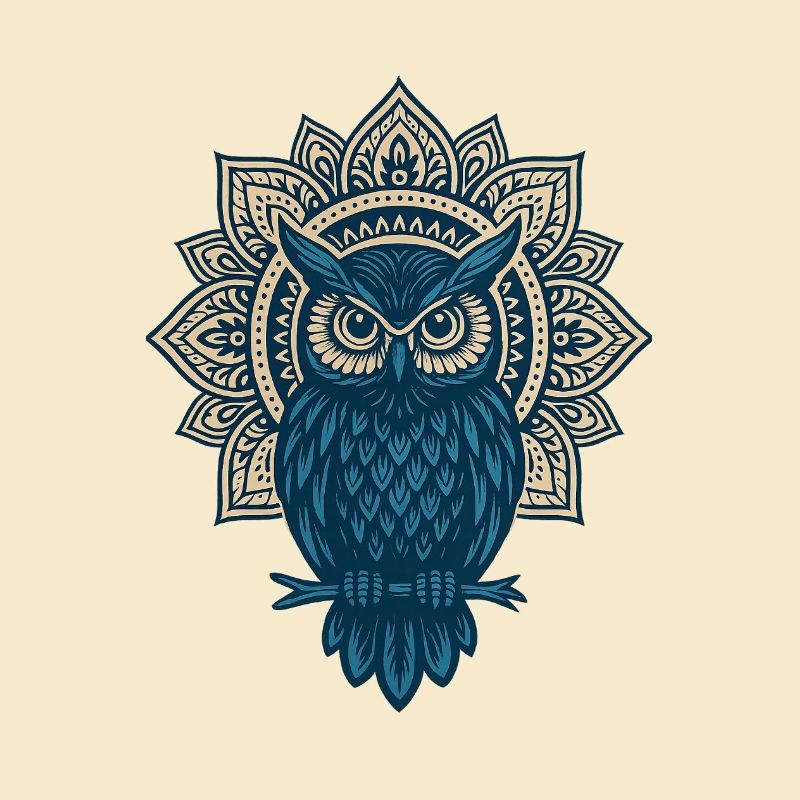 Blauer Eulen Mandala