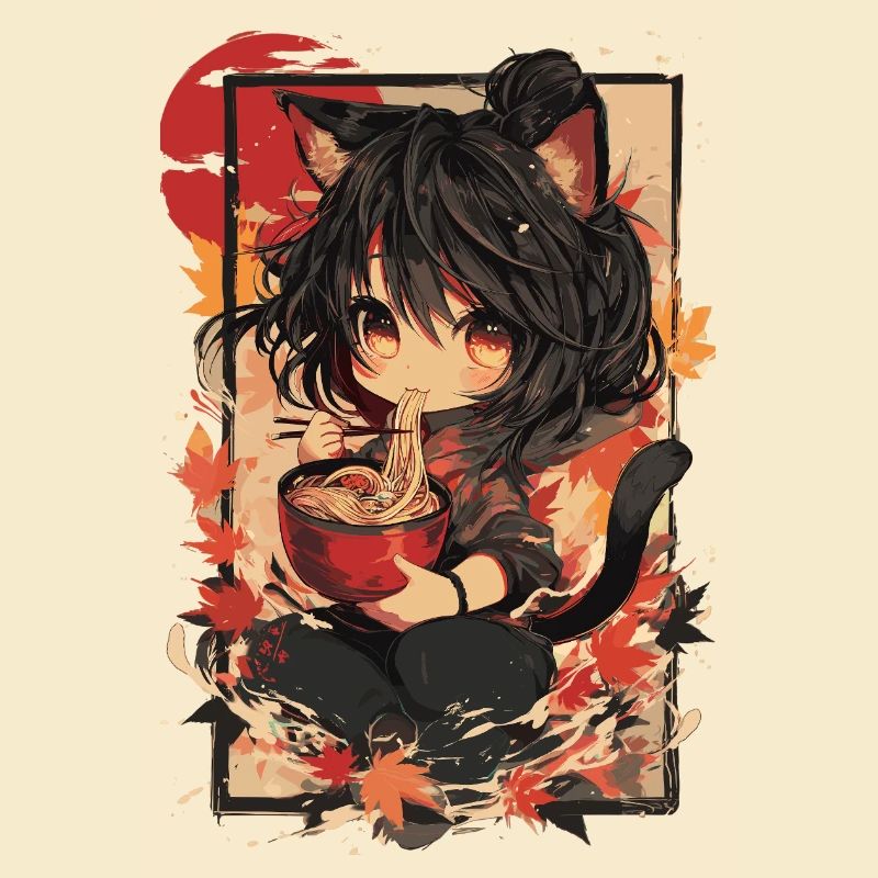 Katzenmädchen Ramen Herbst