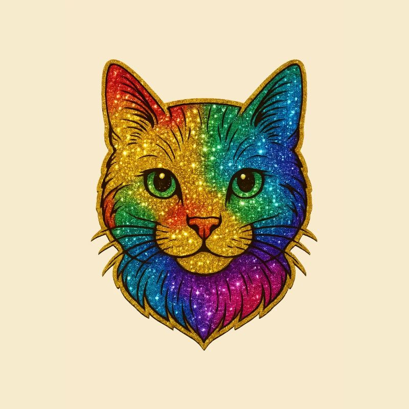Rainbow Cat Head Glitter