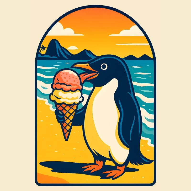 Pingouin Glace Coucher de soleil