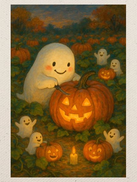 Gemütlicher Halloween Geist Schnitzen Kürbis